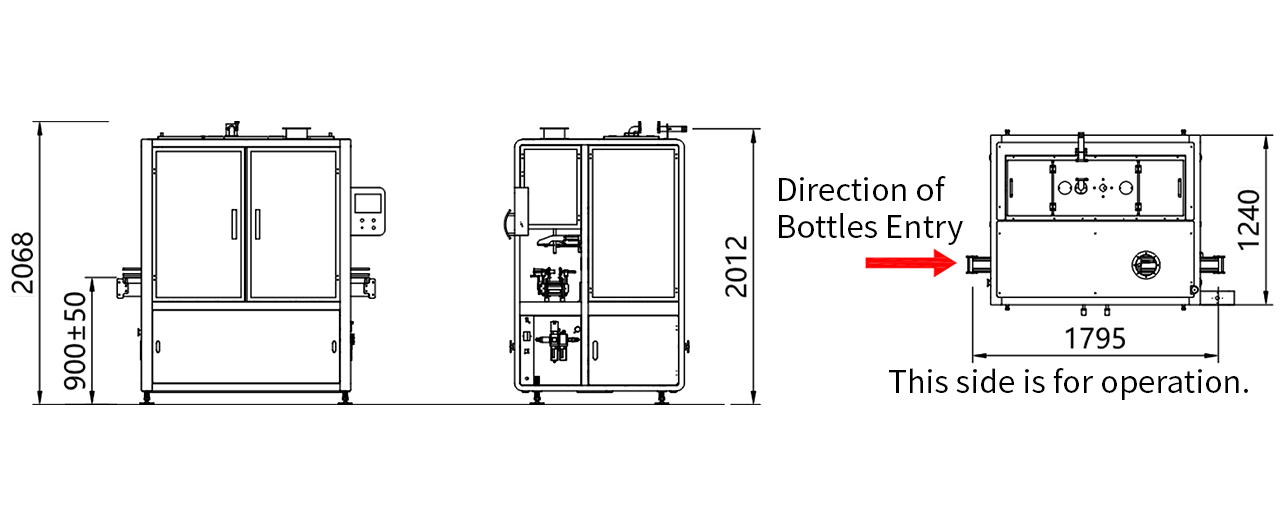 TRPACK LP Automatic 500ml Bottle Unscrambler Technical Drawing