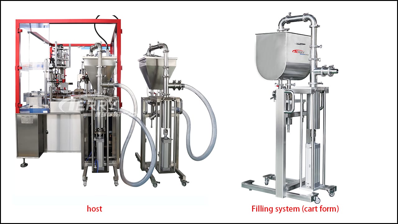 TRPACK Rotary Integrated Filling and Capping Machine with cart