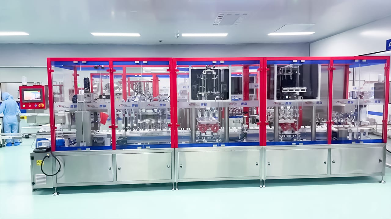 Fully automatic lotion cream filling lines, automatic bottle loading unloading machine (1)