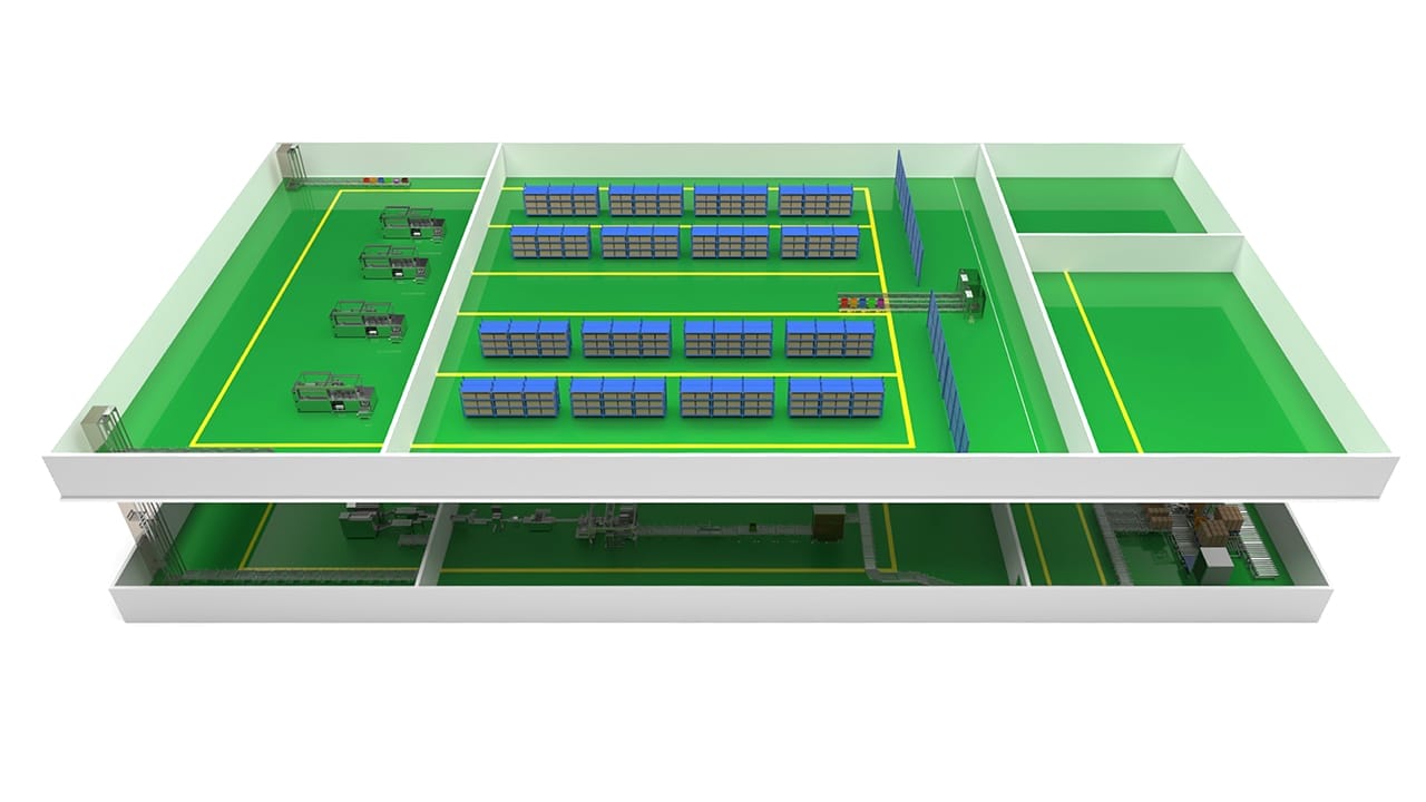 Emulsion Line, Cigarette Packer, Case Packer, Case Sealer, Palletizer Project 3D drawing2