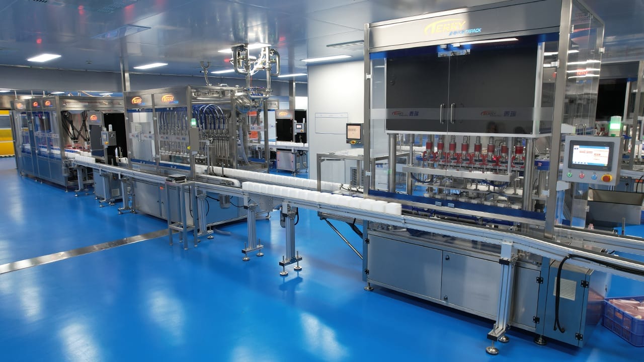 Spider-Hand Bottle Handling Machine, High-Viscosity Filling Machine, Servo Capping Machine Project Site (2)